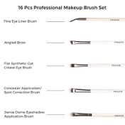 Praush Beauty 16 Pcs Professional Makeup Brush Set For Face & Eyes With Makeup Pouch