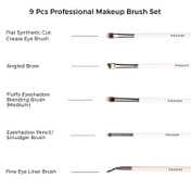 Praush Beauty 9 Pcs Professional Makeup Brush Set For Face & Eyes With Makeup Pouch