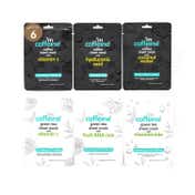 mCaffeine Hydrating & Clarifying Face Sheet Masks with Green Tea & Coffee (6Pcs)