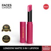 Faces Canada Long Stay 3-in-1 Matte Lipstick - Romantic Maroon 01, 8HR Stay, Primer-Infused (2 g)
