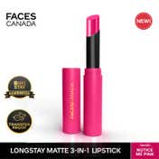 Faces Canada Long Stay 3-in-1 Matte Lipstick - Notice Me Pink 06, 8HR Stay, Primer-Infused (2 g)