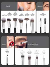 Swiss Beauty Professional Makeup Brush Set - Black, Silver (12 Pcs)