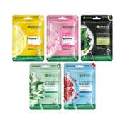 Garnier Skin Naturals Charcoal, Sakura Glow, Bright Complete, Green Tea And Hydrabomb Sheet Mask Combo - (5 Pcs)