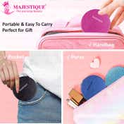 Majestique Professional Pocket Makeup Foldable Mirror With Compact Size - Pink