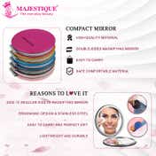 Majestique Professional Pocket Makeup Foldable Mirror With Compact Size - Pink