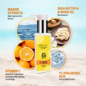 Faces Canada Sunscreen Lotion, SPF 50 PA+++, 1% Hyaluronic Acid & Vitamin C, No White Cast (100 ml)
