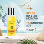 Faces Canada Sunscreen Lotion, SPF 50 PA+++, 1% Hyaluronic Acid & Vitamin C, No White Cast (100 ml)