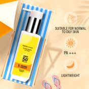 Faces Canada Sunscreen Lotion, SPF 50 PA+++, 1% Hyaluronic Acid & Vitamin C, No White Cast (100 ml)