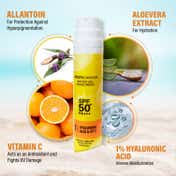 Faces Canada Water Gel Sunscreen, SPF 50 PA+++, 1% Hyaluronic Acid & Vitamin C, No White Cast (50 g)