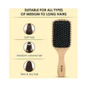 Bronson Professional Paddle With Strong & Flexible Nylon Bristles Wooden Hair Brush