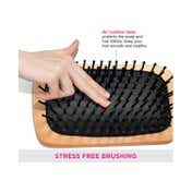 Bronson Professional Paddle With Strong & Flexible Nylon Bristles Wooden Hair Brush