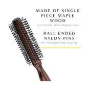 Bronson Professional Round Wooden Hair Brush - Dark Brown