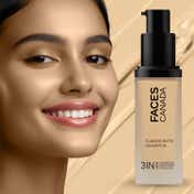 Faces Canada Flawless Matte Foundation - Medium Natural 022, 12 HR Hydration + SPF 18 (30 ml)