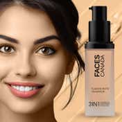 Faces Canada Flawless Matte Foundation - Caramel Natural 023, 12 HR Hydration + SPF 18 (30 ml)