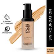 Faces Canada Flawless Matte Foundation - Caramel Natural 023, 12 HR Hydration + SPF 18 (30 ml)