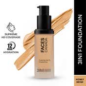Faces Canada Flawless Matte Foundation - Honey Beige 031, 12 HR Hydration + SPF 18 (30 ml)