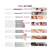Bronson Professional Nail Art Acrylic UV Polish Brushes Tool Kit - White (15pcs)