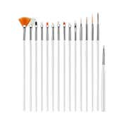 Bronson Professional Nail Art Acrylic UV Polish Brushes Tool Kit - White (15pcs)