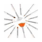 Bronson Professional Nail Art Acrylic UV Polish Brushes Tool Kit - White (15pcs)