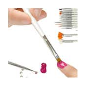 Bronson Professional Nail Art Acrylic UV Polish Brushes Tool Kit - White (15pcs)