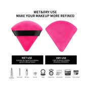 Bronson Professional Pizza Puff Triangle Makeup Beauty Blender Sponge Powder Puff - Black (2 pcs)