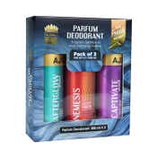 AJMAL Afterglow, Captivate Advanced & Nemesis Deodorant Spray For Unisex Set - (3 Pcs)