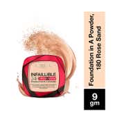 L'Oreal Paris Infallible 24H Fresh Wear Foundation In A Powder - 180 Rose Sand (9 g)