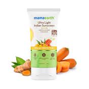 Mamaearth Ultra-Light Indian Sunscreen with Carrot Seed, Turmeric, Tan Protection SPF 50 PA++++ (50 g)