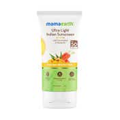 Mamaearth Ultra-Light Indian Sunscreen with Carrot Seed, Turmeric, Tan Protection SPF 50 PA++++ (50 g)