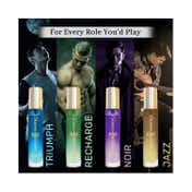 FRENCH ESSENCE Premium Black (Triumph, Recharge, Noir & Jazz) Luxury Perfume Gift Set For Men (4 pcs)