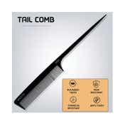VEGA PROFESSIONAL Tail Comb Carbon Anti-Static Black Line Hair Comb for Men & Women (VPVCC-03)