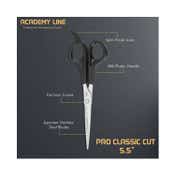 VEGA Professional Pro Classic Cut 5.5 Academy line Hairdressing Scissor VPVSC-30 - Black (26 g)