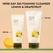 The Face Shop Herb Day 365 Lemon & Grapefruit Cleansing Foam - Korean Brightening Face Wash (100ml)