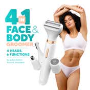 Letsshave Evior 4-in-1 Face & Body Trimmer 4 Heads-6 Functions Skin-Safe Blades for Women (1 pc)