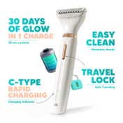 Letsshave Evior 4-in-1 Face & Body Trimmer 4 Heads-6 Functions Skin-Safe Blades for Women (1 pc)