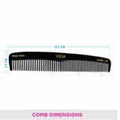 Vega Graduated Dressing Hair Comb for Men and Women Black Pack of 2 (VC2HMBC-116) (30 g)