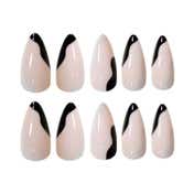 Gush Beauty Nailed It Reusable Luxury Press On Nails - Noir Swirl- Medium to Long Almond (8 pcs)