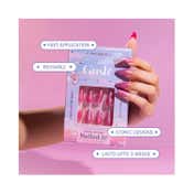 Gush Beauty Nailed It Reusable Luxury Press On Nails - Noir Swirl- Medium to Long Almond (8 pcs)