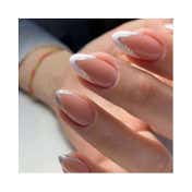 Gush Beauty Nailed It Reusable Luxury Press On Nails - Shimmery French Tips - Medium Round (8 pcs)