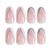 Gush Beauty Nailed It Reusable Luxury Press On Nails - Shimmery French Tips - Medium Round (8 pcs)