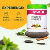 Oziva Protein and Herbs Powder for Weight Control - Vanilla Almond (500 g)