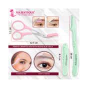 Majestique Eyebrow Trimmer Scissors with Folding Facial Razors (3 pcs)
