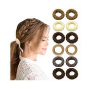 Majestique Soft Cotton Stretchable Rubber Band Hair Ties Ponytail Holder (12 pcs)