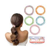 Majestique Spiral Hair Ties for Thick Hair Elastic No Crease Hair Coils Ponytail Holders (5 pcs)