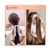 Majestique Hair Scarf Printed Satin Elastic Hair Ribbon Hair Ties Bow Scrunchies