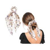 Majestique Hair Scarf Printed Satin Elastic Hair Ribbon Hair Ties Bow Scrunchies