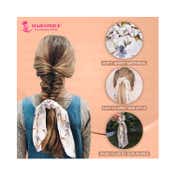 Majestique Hair Scarf Printed Satin Elastic Hair Ribbon Hair Ties Bow Scrunchies
