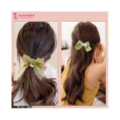Majestique Satin Silk Layered Hair Bow Embellished Clip and Hair Scrunchies Combo (2 pcs)