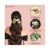 Majestique Satin Silk Layered Hair Bow Embellished Clip and Hair Scrunchies Combo (2 pcs)