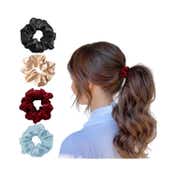 Majestique Satin Silk Scrunchies Hair Accessories Hair Ties for Women and Girl Best Gift (4 pcs)